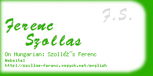 ferenc szollas business card